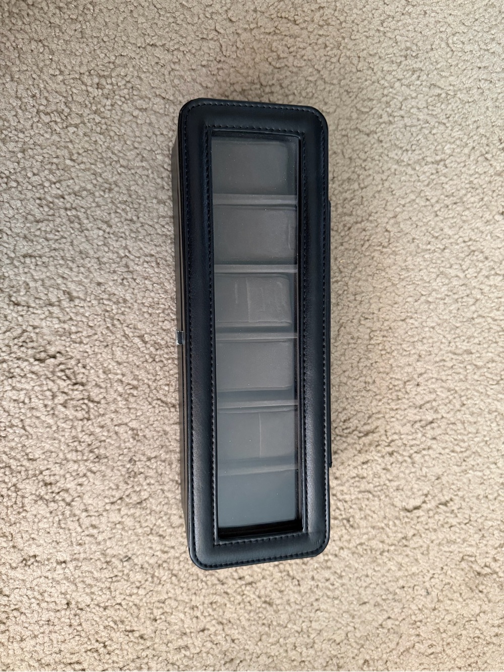 Black Leather Watch Storage Case with Clear Display Window